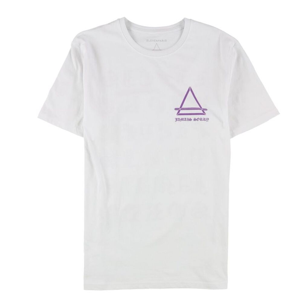 Elevenparis Mens Jamals Sorrd Graphic T-Shirt, White, L, Dm